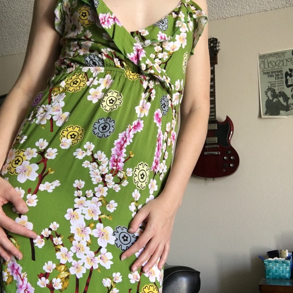Ruffled Cherry Blossom Maxi Dress